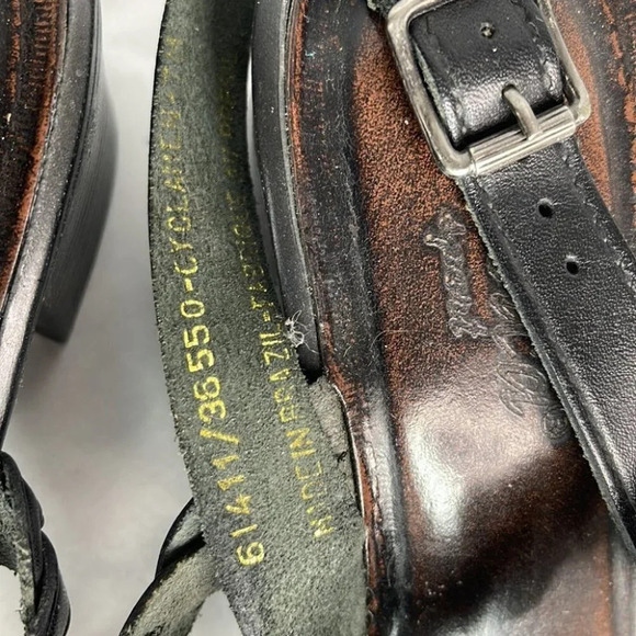 VINTAGE Y2K Square Toe Braided Sling-back Sandals Jessica Black Leather 7 - Picture 7 of 9